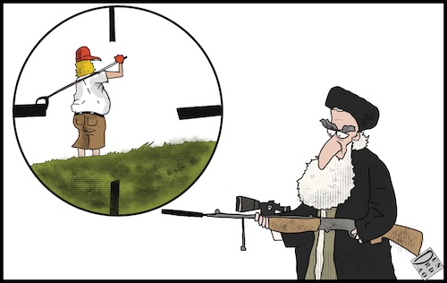 Cartoon: Sniper (medium) by Christi tagged usa,iran,sniper,khamenei,trump