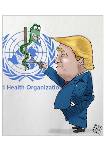Cartoon: Tagli all oms (medium) by Christi tagged trump,oms,fondi,coronavirus,covid