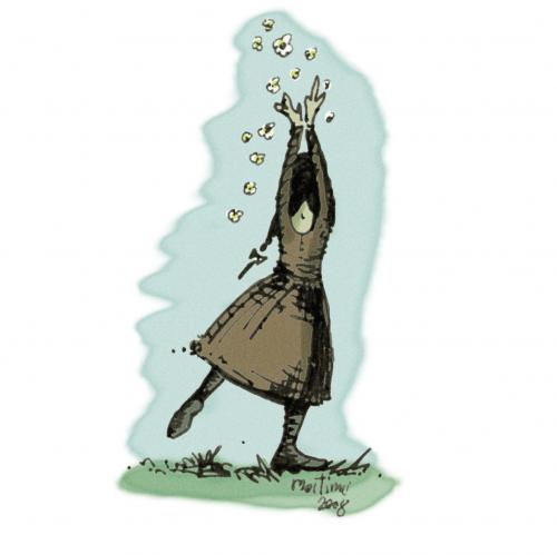 Cartoon: Dancing Girl (medium) by mortimer tagged dance,ballet,mortimer,mortimeriadas,folk,nature,flowers,girl
