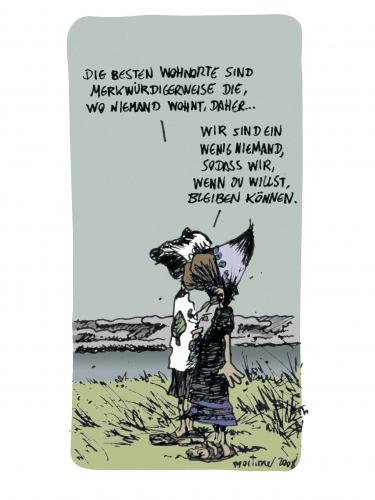 Cartoon: Eine wundervolle Welt (medium) by mortimer tagged mortimer,mortimeriadas,cartoon,kinder,kindheit,jugend,jugendliche,junge,mädchen,freundschaft,abenteuer,reise,urlaub,ferien,entdeckung,wanderschaft,wandern,landschaft,natur,umwelt,wohnen,wohnort,verlassen,menschenleer,idylle,harmonie