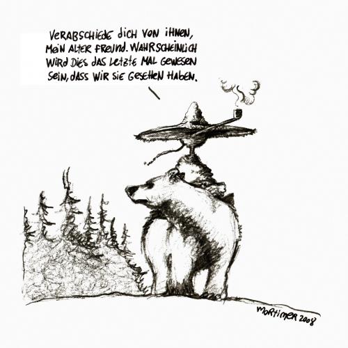 Cartoon: Eine wundervolle Welt (medium) by mortimer tagged mortimer,mortimeriadas,cartoon,bear,oso,woods,forest,deforestation