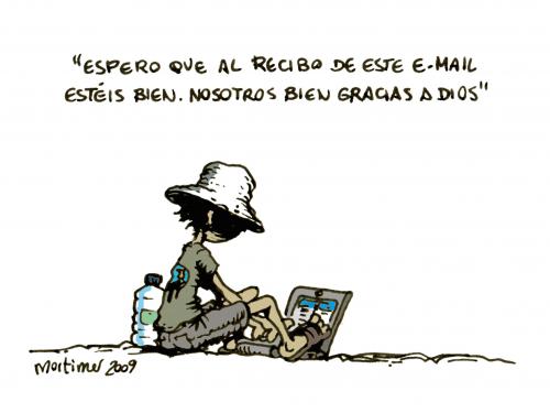 Cartoon: El email tradicional (medium) by mortimer tagged mortimer,mortimeriadas,cartoon,un,mundo,maraviloso,computer,email,internet,global,laptop,traditional