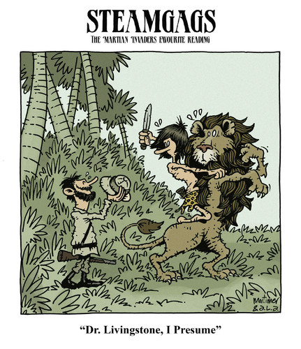 Cartoon: steamgags 03 (medium) by mortimer tagged steampunk,steamgags,tarzan,lion,edgar,rice,burroughs,dr,livingstone,stanley,africa,explorer,exploration,pastiche,mortimer,mortimeriadas,alberto,lopez,aroca,ala,tarzan,afrika,illustration,illustrationen,dschungel,livingstone,forscher,forschen,forschung,wissenschaftler