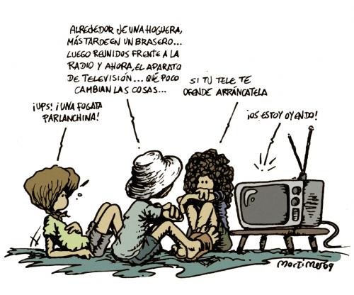 Cartoon: Un mundo maravilloso (medium) by mortimer tagged mortimer,mortimeriadas,cartoon,comic,mundo,maravilloso,tv,television,primitivism,antiglobalization,kids,antiglobalizacion,primitivismo,antropologia