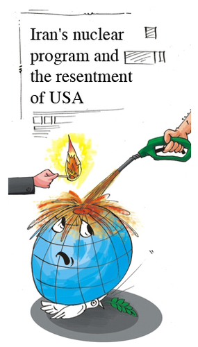 Cartoon: Iran and USA (medium) by ashokadepal tagged iran,and,usa