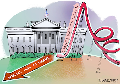 Cartoon: Trumps way to go (medium) by Nasif Ahmed tagged capitol,politicalcartoon,donaldtrump,america,presscartoon,whitehous,esecond,empeachment,republican,maga