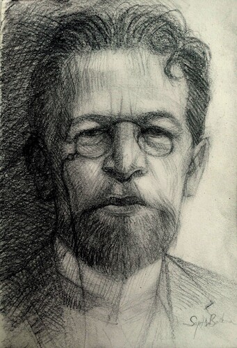 Cartoon: Anton Chekhov (medium) by Sajith Bandara tagged chekhov