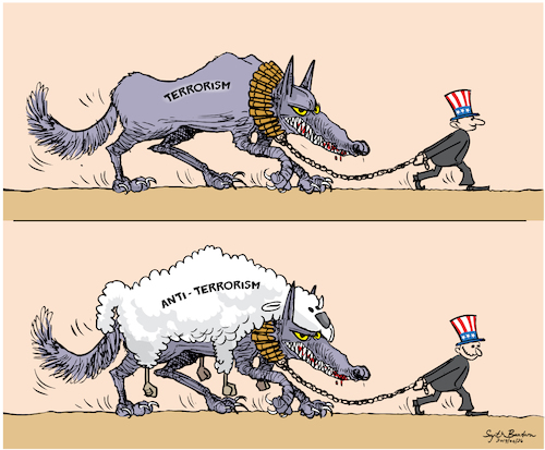 terrorism and anti-terrorism By Sajith Bandara | Politics Cartoon | TOONPOOL