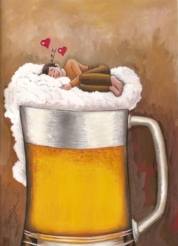 Cartoon: Beer 3 (medium) by menekse cam tagged beer,sleep,peace,happiness,fetal,position,stein,glass