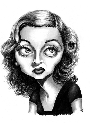 Cartoon: Bette Davis (medium) by menekse cam tagged oscar,awards,academy,drama,romantic,hollywood,theater,television,film,actress,american,davis,bette,elizabeth,ruth