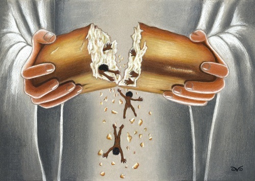 Cartoon: Bread2 (medium) by menekse cam tagged bread,breaking,sharing,hunger,religions,humanity