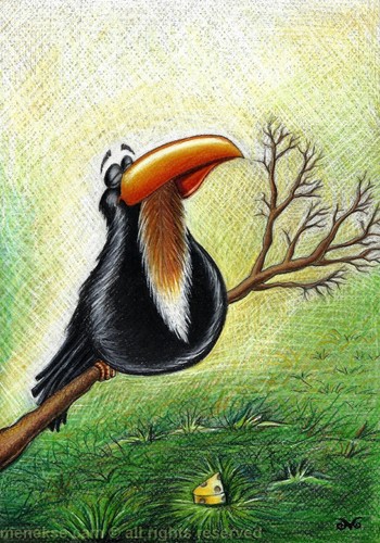 Cartoon: Crow (medium) by menekse cam tagged crow,fox,cheese,story,happy,end,eating,tree