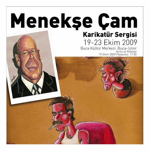Cartoon: exhibition -sergi (medium) by menekse cam tagged first,exhibition,personal,invitation,friends,menekse,cam