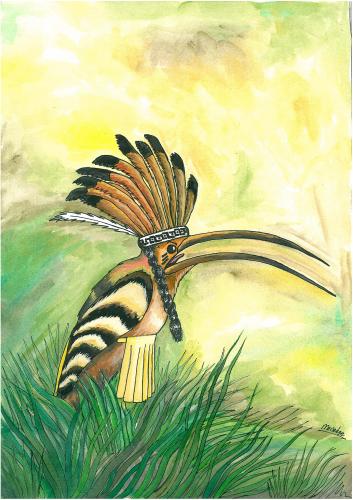 Cartoon: hoopoe (medium) by menekse cam tagged birds