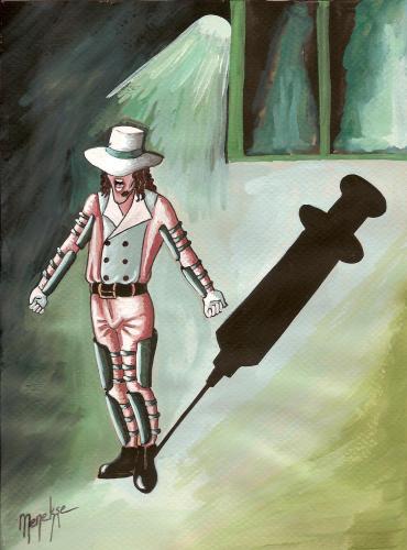 Cartoon: Michael Jackson (medium) by menekse cam tagged michael,jackson,die,pills,syringe