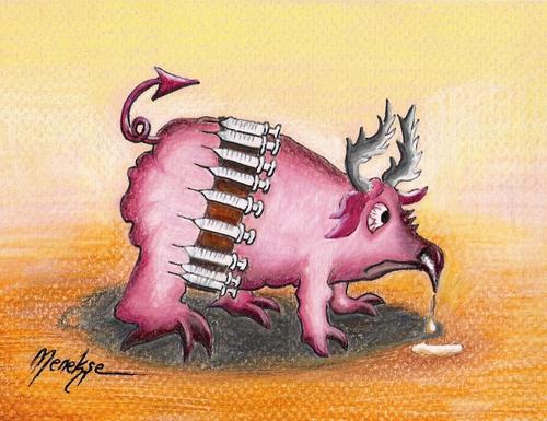 Cartoon: mutation (medium) by menekse cam tagged mutation,virus,pig,flu,world,health,organization