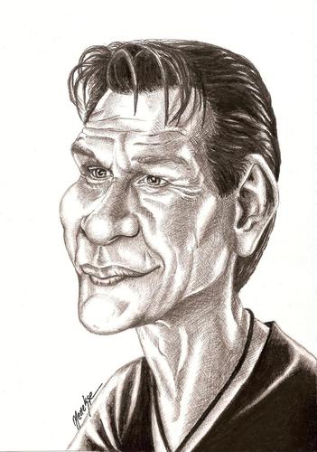 Cartoon: Patrick_Swayze (medium) by menekse cam tagged patrick,swayze,american,actor,dancer,portrait