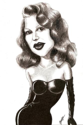 Cartoon: Rita Hayworth (medium) by menekse cam tagged rita,hayworth,gilda,american,actris,put,the,blame,on,mame