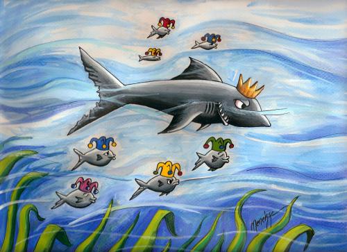 Cartoon: the force (medium) by menekse cam tagged force,shark,king,clowns,sea