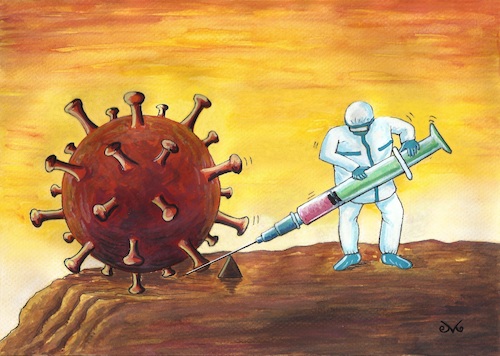 Cartoon: Vaccine (medium) by menekse cam tagged vaccine,cartoon,hope,covid19,corovavirus,pandemic,epidemic,lockdown,quarantine,lever,pry,vaccine,hope,covid19,corovavirus,pandemic,epidemic,lockdown,quarantine,lever,pry