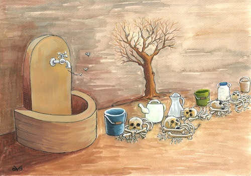 Cartoon: Waiting (medium) by menekse cam tagged waiting,water,su,fountain,dead,ecological,nature,drought