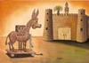 Cartoon: 12th June Elections (small) by menekse cam tagged izmir,castle,elections,modernity,democracy,freedom,republic,cheating,trick,trojan,donkey