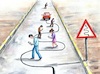 Cartoon: technology addiction (small) by menekse cam tagged technology,addiction,mobile,cellular,phone,traffic,sign