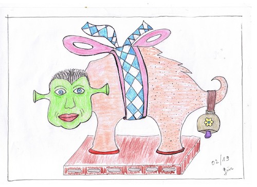 Cartoon: a Frank on a Stone (medium) by skätch-up tagged politik,bavaria,first,toyboy,bad,fat,dangerous,frank,stone,shrek,schreck,depp,prig
