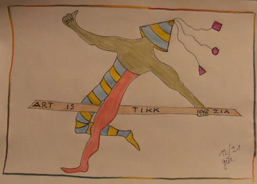 Cartoon: ART IS TIKK ZIA   ACTIVITY (medium) by skätch-up tagged art,is,tikk,zia,zaruba,activity,balance,symolic,for,our,live,to,be,carefull,were,we,step,or,stand