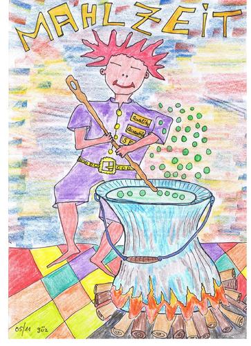 Cartoon: Mahlzeit  lass es dir schmecken (medium) by skätch-up tagged kalorienbombe,relax,suppe,gourmet,slowfood,food,mahlzeit