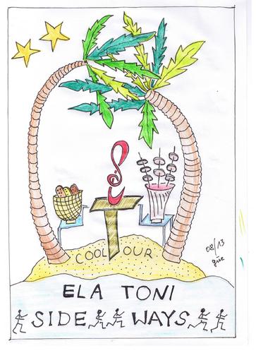 Cartoon: SIDEWAYS-TONI Schreiner ELA Risa (medium) by skätch-up tagged sidways,stuttgart,toni,schreiner,ela,risa,bad,cannstatt,bar,bistro,hausbrot,curry,im,glas,musik,blues,rock,roll