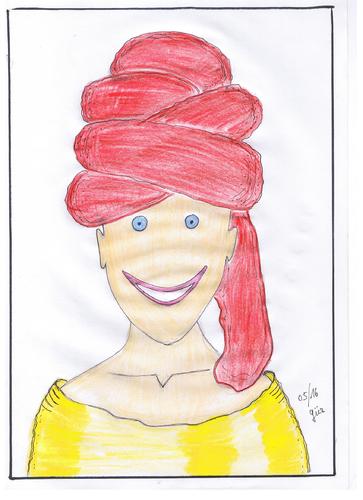 Cartoon: Sweet Girl with  a Red Turban (medium) by skätch-up tagged girl,towel,turban,mädchen,handtuch