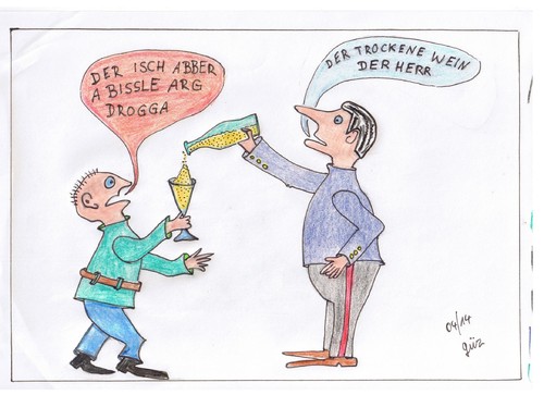 Cartoon: trockener wein - dry wine- (medium) by skätch-up tagged württemberg,baden,cannstatt,zuffenhausen,wine,trocken,wein,semmsagrebbsler,stuttgart,schwaben,schwäbisch