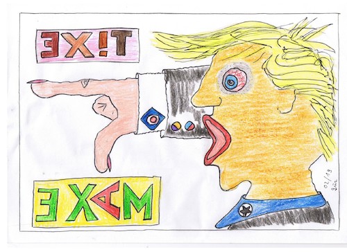 Cartoon: unidentified furious object AMEX (medium) by skätch-up tagged amex,amerika,mexico,border,wall,criminals,inside,lies,prig,fools