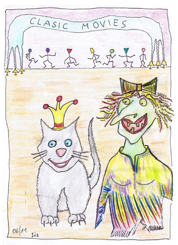 Cartoon: who is who  ??? (medium) by skätch-up tagged beauty,beast,cinema,kino,cat,princess,katze,prinzessin,woman,frau,who