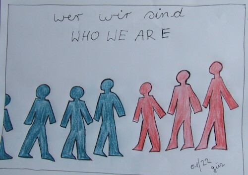 Cartoon: US AND THEM WHO WE ARE (medium) by skätch-up tagged we,she,him,her,us,them,they,love,hate,red,blue,black,white,men,women,people,peace,war,harmony,happy,misery,sad,sorry,wir,ihr,sie,ich,du,menschen,leute,gleichheit,unterschied,gemeinschaft,varianten,individualität,freunde,friends,zirkus,arena,karussel