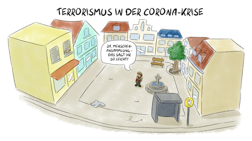 Cartoon: Corona und Terrorismus (medium) by Sven Raschke tagged corona,virus,stadt,gesellschaft,themen,corona,virus,stadt,gesellschaft,themen