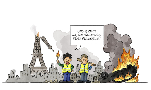 Cartoon: Gelbwesten (medium) by Sven Raschke tagged frankreich,gelbwesten,gilets,jaunes,protest,demonstration,emanuel,macron,frankreich,gelbwesten,gilets,jaunes,protest,demonstration,emanuel,macron