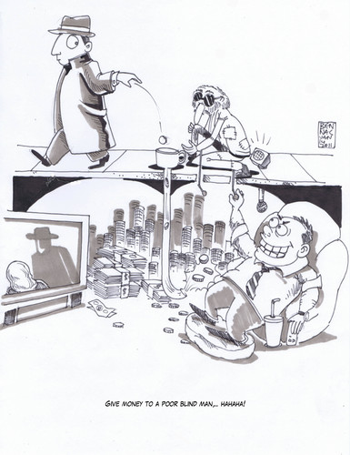 Cartoon: Give alms to the blind (medium) by bennaccartoons tagged blind,greedy,poor