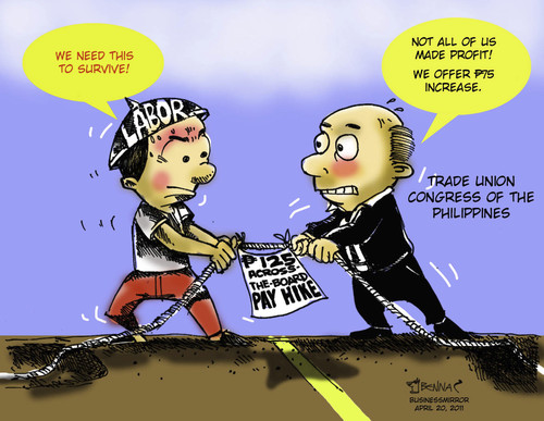 Cartoon: Labor for wage hike (medium) by bennaccartoons tagged labor,union