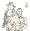 Cartoon: Batista and Undertaker (small) by bennaccartoons tagged wrestler,entertainment,bennac