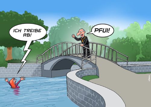 Cartoon: Abtreibung (medium) by Joshua Aaron tagged abtreibung,abtreibungsgegner,wasser,ertrinken,katholische,kirche,pfarrer,rettung,fluss,abtreibung,abtreibungsgegner,wasser,ertrinken,katholische,kirche,pfarrer,rettung,fluss