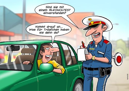 Cartoon: Alkotest (medium) by Joshua Aaron tagged alkohol,polizei,führerscheinentzug,alkolenker,weinprobe,schnapsprobe,cop,bulle,alkohol,polizei,führerscheinentzug,alkolenker,weinprobe,schnapsprobe,cop,bulle