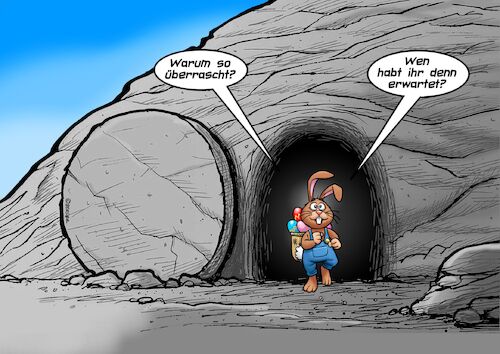 Cartoon: Auferstehung (medium) by Chris Berger tagged osterhase,ostern,jesus,auferstehung,kirche,höhle,osterhase,ostern,jesus,auferstehung,kirche,höhle