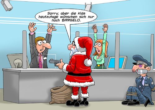 Cartoon: Bargeld (medium) by Joshua Aaron tagged bank,weihnachten,bargeld,wünsche,kinder,bank,weihnachten,bargeld,wünsche,kinder