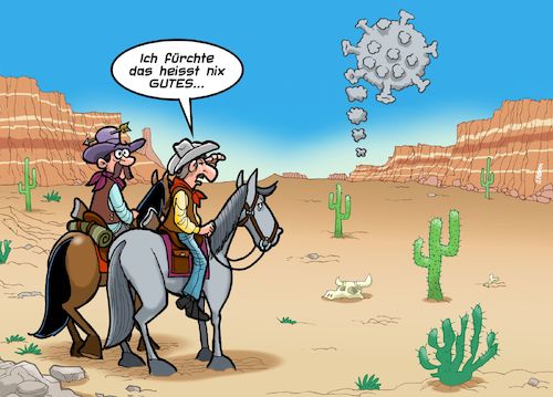Cartoon: Corona im Wilden Westen (medium) by Chris Berger tagged corona,covid,pandemie,wild,west,cowboys,rauchzeichen,corona,covid,pandemie,wild,west,cowboys,rauchzeichen