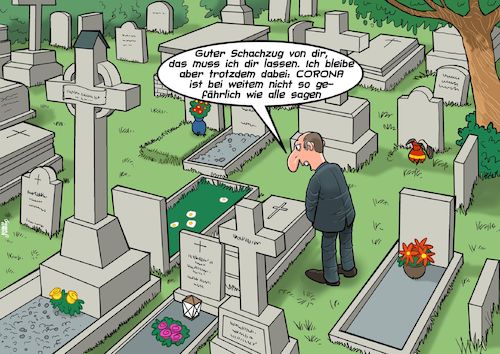 Cartoon: Corona Leugner (medium) by Joshua Aaron tagged corona,covid,19,leugner,aluhut,verschwörungstheoretiker,friedhof,todesfälle,corona,covid,19,leugner,aluhut,verschwörungstheoretiker,friedhof,todesfälle