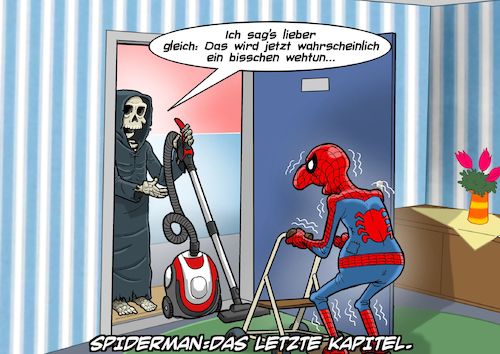 Cartoon: Das Ende der Spinne (medium) by Chris Berger tagged spiderman,spinne,tod,ende,staubsauger,spiderman,spinne,tod,ende,staubsauger