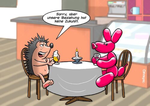 Cartoon: Dating (medium) by Chris Berger tagged igel,luftballon,date,beziehung,igel,luftballon,date,beziehung