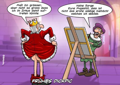 Cartoon: Dickpic (medium) by Joshua Aaron tagged sexting,dickpic,social,media,mittelalter,könig,adelige,sexting,dickpic,social,media,mittelalter,könig,adelige